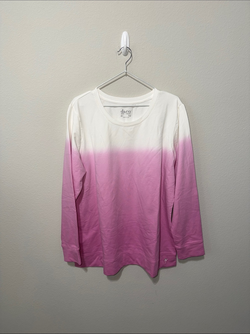 NWOT Denim&Co  Ombre Long-Sleeve French Terry lightweightSweatshirt FA26